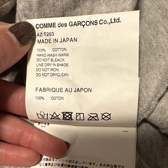 Comme des Garcons Gray Crewneck Tee Red Heart Graphic Gray Soft Heathered M - Picture 9 of 9